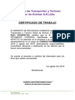 CERTIFICADO DE TRABAJO de Transporte