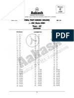 Test - 47: Final Test Series (Online) For JEE (Main) - 2021