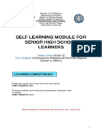 Self Learning Module For Senior High School Learners: Grade Level: Core Subject