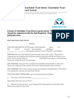 Draft Format of Charitable Trust Deed Charitable Trust Formation Document Format