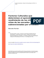 Marcela Román. (2001) - Factores Culturales Que Determinan El Aprendizaje y Rendimiento de Los Niños y Niñas de Las Escuelas Subvencio (... )