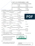 Ôn Thi Học Kỳ 2 Và Tuyển Sinh 10 - Đề 2: D. A. A. D