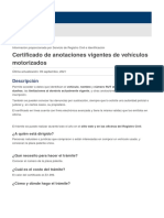 Certificado de Anotaciones Vigentes de Vehículos Motorizados