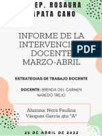 Informe de Mi Primer Experiencia en El Trabajo Docente