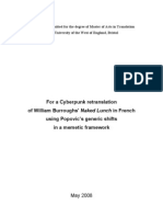 For A Cyberpunk Retranslation of William Burroughs' Naked Lunch in French Using Popovic's Generic Shifts in A Memetic Framework