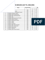 Daftar Nilai Tugas Biologi Laut Ta. 2021/2022: No NIM Nama Program Studi Tugas I II