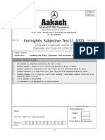 Fortnightly Subjective Test-11 (FST) : Integrated Classroom Course For Olympiads and Class-VIII (2016-2017)