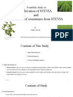 Cultivation of STEVIA and Extraction of Sweeteners From STEVIA