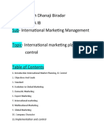 International Marketing Planning and Control