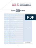 Liste PFE Parcours: Économie Et Gestion 2020-2021