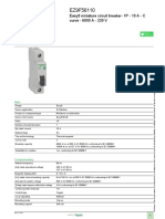 Product Datasheet: Easy9 Miniature Circuit Breaker-1p - 10 A - C Curve - 6000 A - 230 V