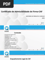 Certificado de Admissibilidade de Firma-CAF: Gestores de Produto E Serviço 2020