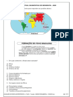 Avaliação Diagnóstica de Geografia 1 2020