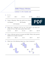 2014 Australian Mathematics Competition AMC Middle Primary Years 3 and 4