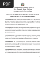 PROYECTO DE LEY DE PREVENCIÓN Y RESPUESTA NACIONAL EN CASO DE AUSENCIA DE POBLACIÓN VULNERABLE, ALERTA AMBER - Diputado Orlando Jorge Villegas