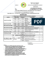 Horaires Bac STT 2022