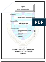 Hailey College of Commerce University of The Punjab Lahore.: Project On Quality Implementation