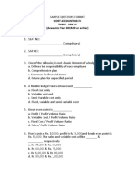 Sample Questions Format Cost Accounting Iv Tybaf - Sem Vi (Academic Year 2019-20 or Earlier)