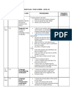 Lesson Plan - Food & Drink - Level A2 Time Interaction Stage & Aim Procedures Trainer'S Comments Lead-In