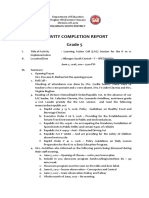 Activity Completion Report Grade 5: Hilongos South District