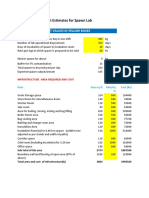 Rough Estimates For Spawn Lab: Input Values in Yellow Boxes