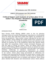 Critical Impact and Analysis of Action Plan 12 On India's Tax Regime: Mandatory Disclosure Standards