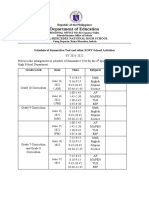 Schedule of Summative Test and Other EOSY School Activities