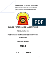 Guia de Laboratorio Ingenieria y Tecnologia de Productos Carnicos 2020 - Ii Fipa - Unica Minedu