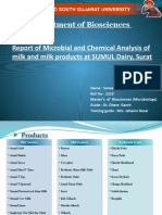 Department of Biosciences: Report of Microbial and Chemical Analysis of Milk and Milk Products at SUMUL Dairy, Surat