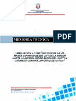 Memoria Tecnica Descriptiva Via Manta Jaramijo L 4,76km