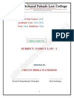 Chetan B. Wankhede Family Law - I Assignment Answers