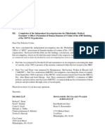 Completion of The Independent Investigation Into The Philadelphia Medical Examiner's Office's Possession of Human Remains of Victims of The 1985 Bombing of The MOVE Organization