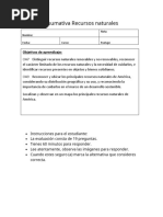 Evaluación Sumativa Recursos Naturales 4° Básico