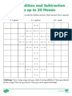 Plants Addition and Subtraction Facts Up To 20 Mosaic