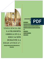 Influencia de La Filosofía Griega en La Educación Durante La Edad Antigua