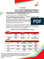 Convocatoria Primera Valida de La Ix Copa Departamental de Juventudes y Segundo Selectivo Valle Oro Puro 2022