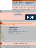 Department of Computer Science and Engineering: Course Name: Differential and Integral Calculus Course Code: MATH 104