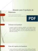 Procedimento para Expedição de Materiais