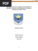 The Practices of Teachers' Involvement in Decision-Making in Government Secondary Schools of Jimma Town