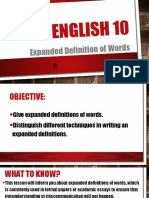 English 10: Expanded Definition of Words