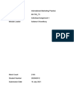 Module Title International Marketing Practice Module Code 661762 - T3 Coursework Individual Assignment 1 Module Leader Sultanul Chowdhury