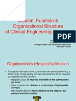 Mission, Function & Organizational Structure of Clinical Engineering