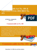 Commonwealth Act No. 180 and Presidential Decree 451