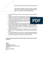 Modelo Solicitud Autorización de Cambio de Nombre o Apellido y Rectificación de Partida de Nacimiento