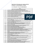 Ramaiah Institute of Technology, Bangalore-54 Department of Management Studies List of Project Title For Reference