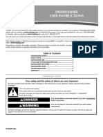 Dishwasher User Instructions: Danger Warning