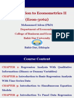 Introduction To Econometrics Ii (Econ-3062) : Mohammed Adem (PHD)