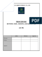 QT-08 Procedure of Running Test, Testing and Handover