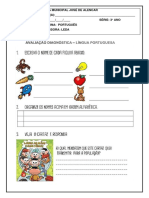 Avaliação Diaguinóstica 3º Ano de Português