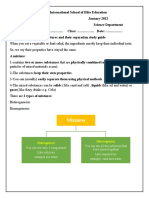 Mixtures and Separation Study Guide